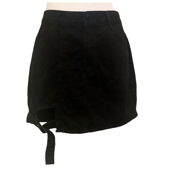Skirt Black Denim Mid Rise Mini Skirt Shein NEW WITHOUT TAGS Size L - Picture 11 of 13